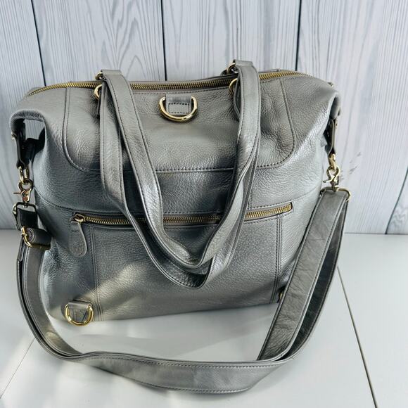 HTF Retired Leather Lily Jade Galena Shaylee Gold Purse/Backpack Diaper Bag - Picture 3 of 16